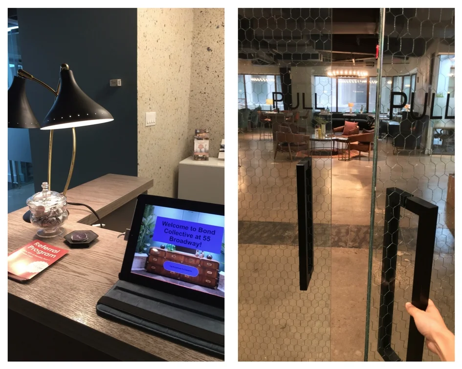 Fig 6A: (left) front desk; fig 6B (right) entrance to Bond 55