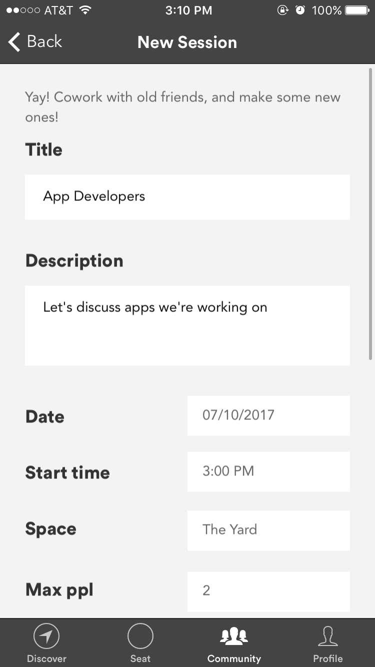 The profile for your meet up.