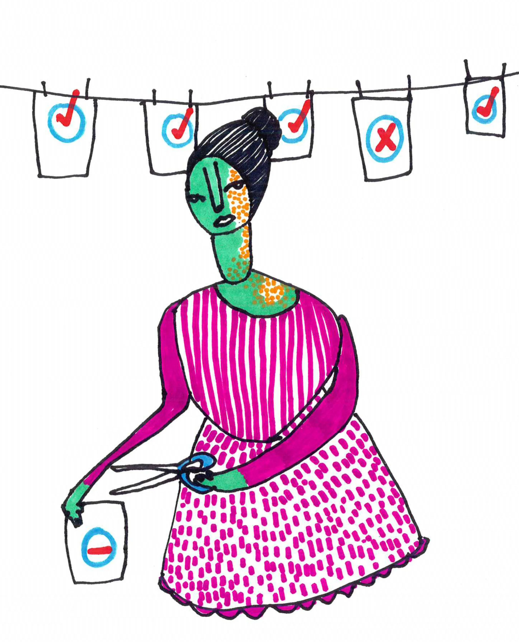 Clothesline and woman with scissors.jpg