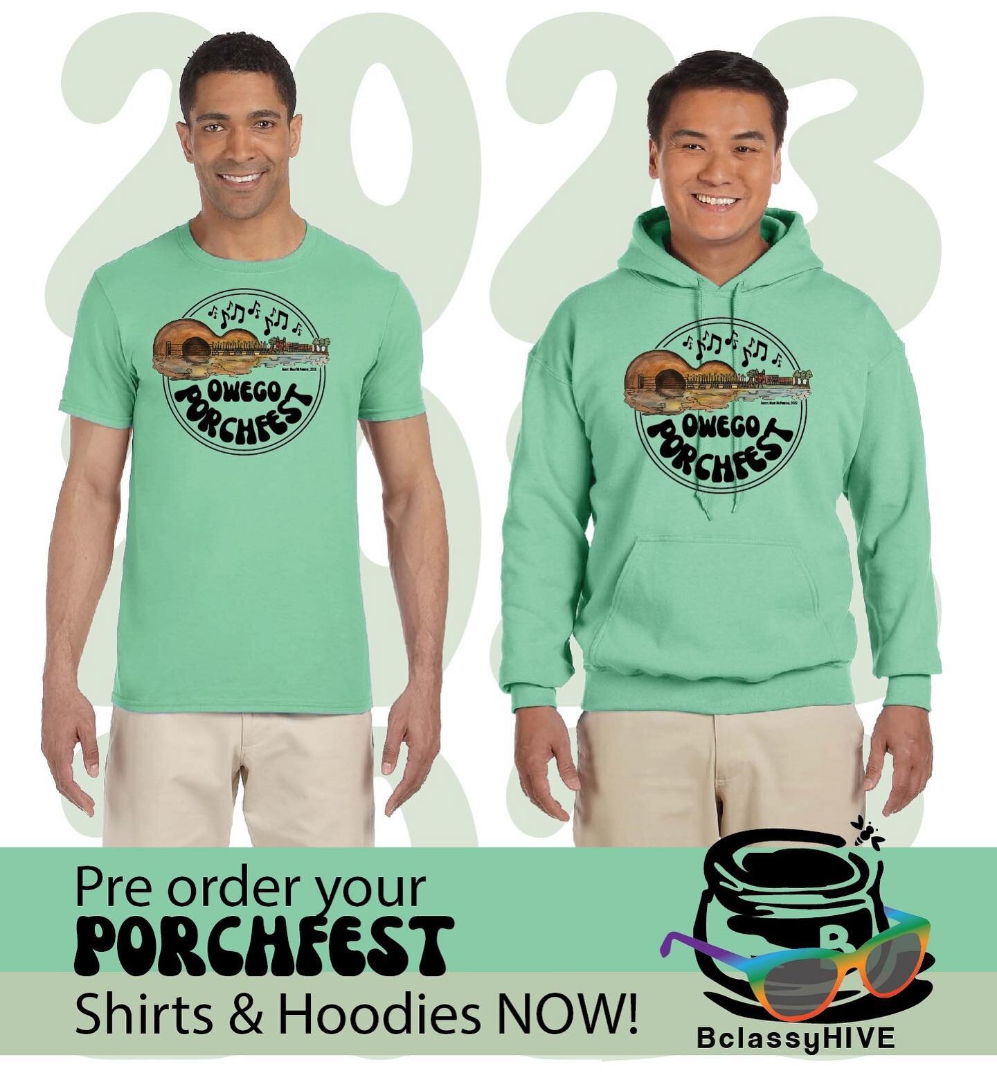 Pre-order your #owegoporchfest2023 merch today! 🎸🥁🎶 Link in our bio. 

#historicowegomarketplace #owegony #localmusic