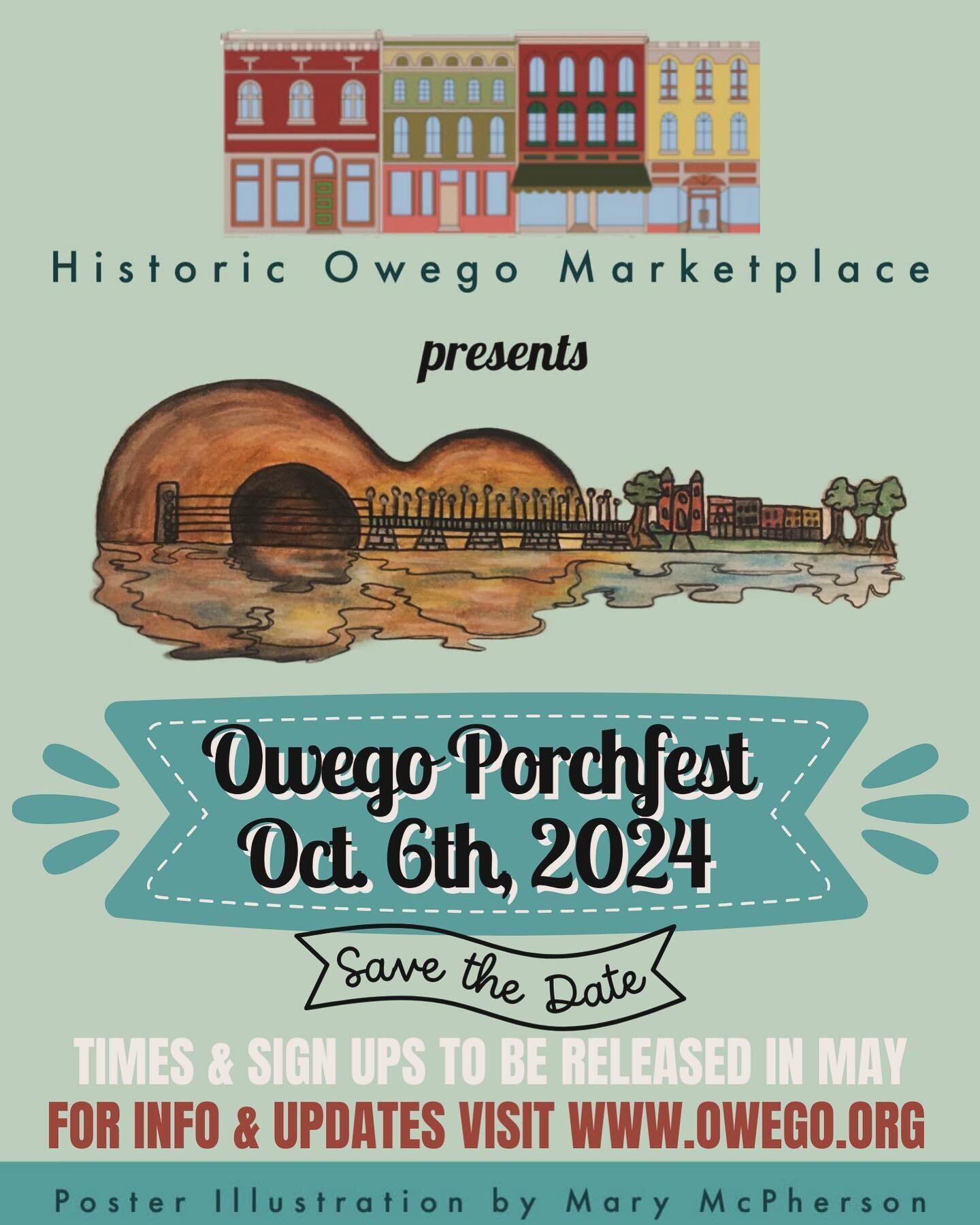 Save the date for our 3rd Annual Owego Porchfest!  #historicowegomarketplace  #owegony  #owegoporchfest #owegoporchfest2024