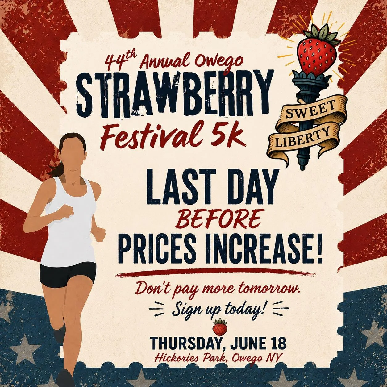 🍓 Have you signed up yet?

Join us for the 44th Annual Owego Strawberry Festival 5K on June 18 at Hickories Park.

🏃 Kids Fun Run &bull; 5:15 PM
🏃&zwj;♀️ 5K Start &bull; 6:00 PM