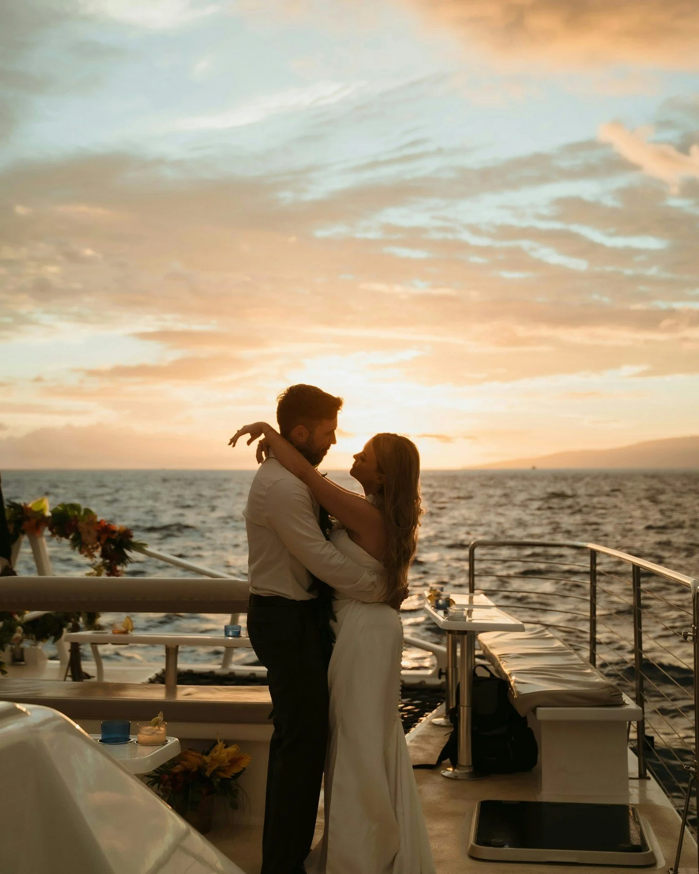 Why get married at sea? 🤍

Because after you say your vows, you sail into the sunset together.

Morgan &amp; Josh&rsquo;s wedding onboard felt relaxed, intimate, and completely present from start to finish. Barefoot moments on the nets, sunset over 