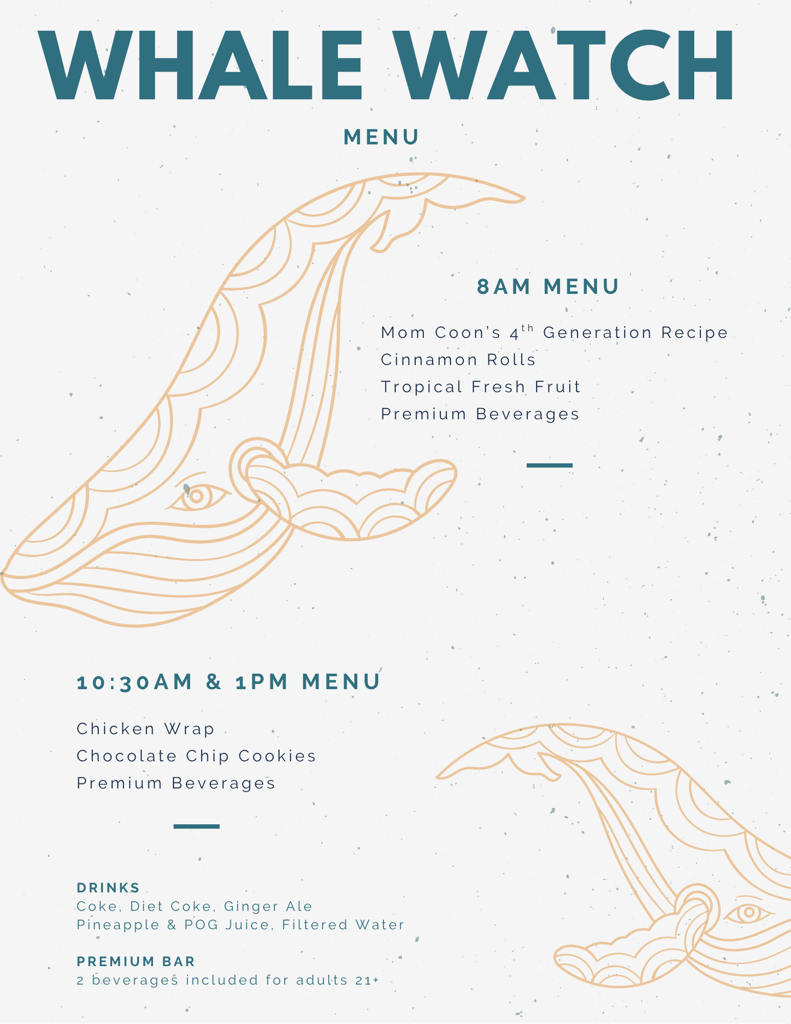 Whale Watch Trilogy Menu