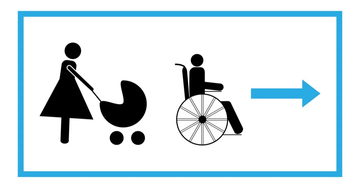 Buggies and wheelchairs can coexist in urban high rises.