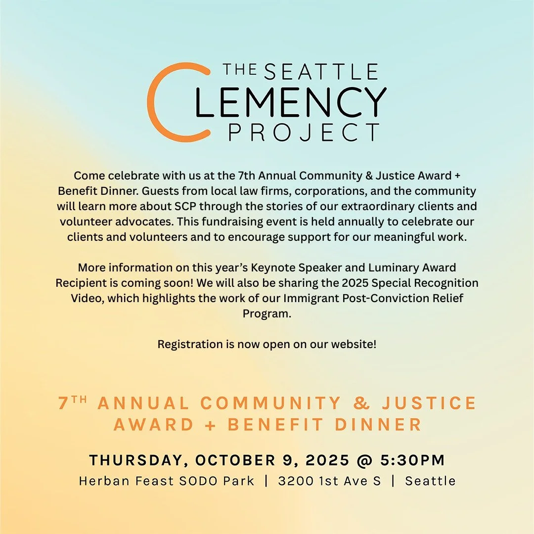 Registration is now open for our 2025 fundraiser!

This year, the event will highlight SCP's Immigrant Post-Conviction Relief Program, which increases access to free direct representation and removal defense for immigrants who are facing deportation 