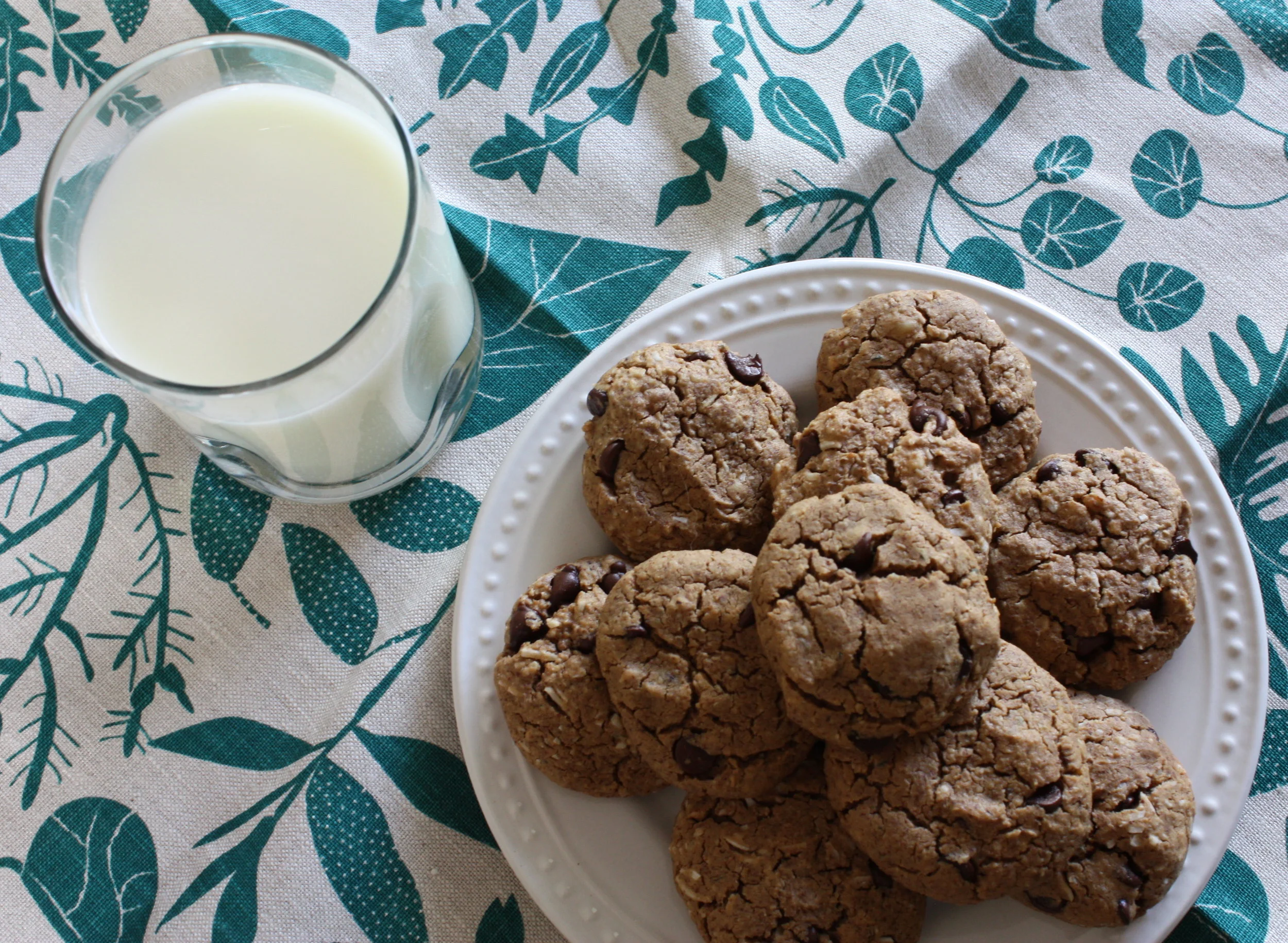 Chickpea Chocolate Chip Cookies with homemade Almond Milk