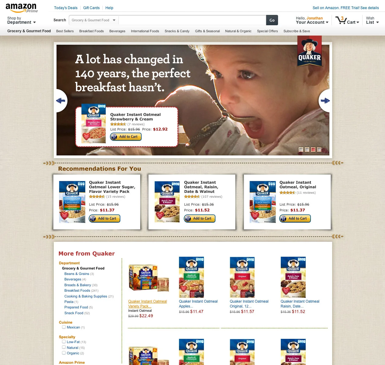 Quaker: Amazon Landing Page - Lifestyle