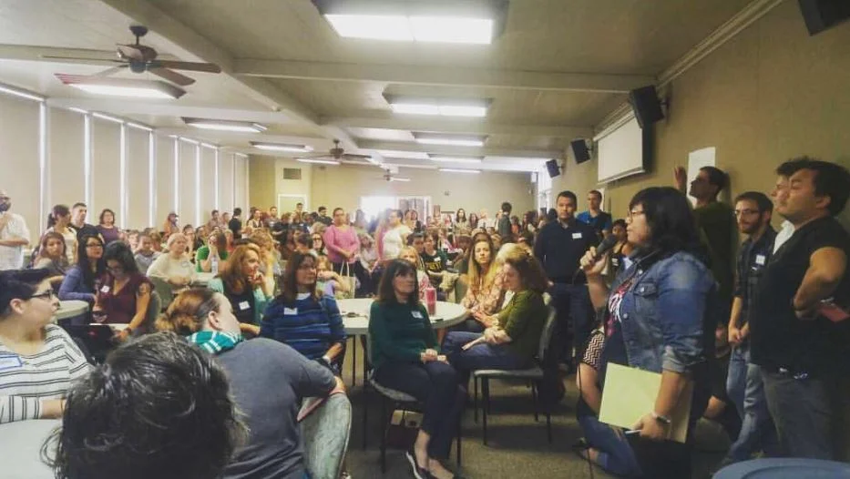 Over 200 people gathered to peacefully discuss their thoughts on Donald Trump's election. 