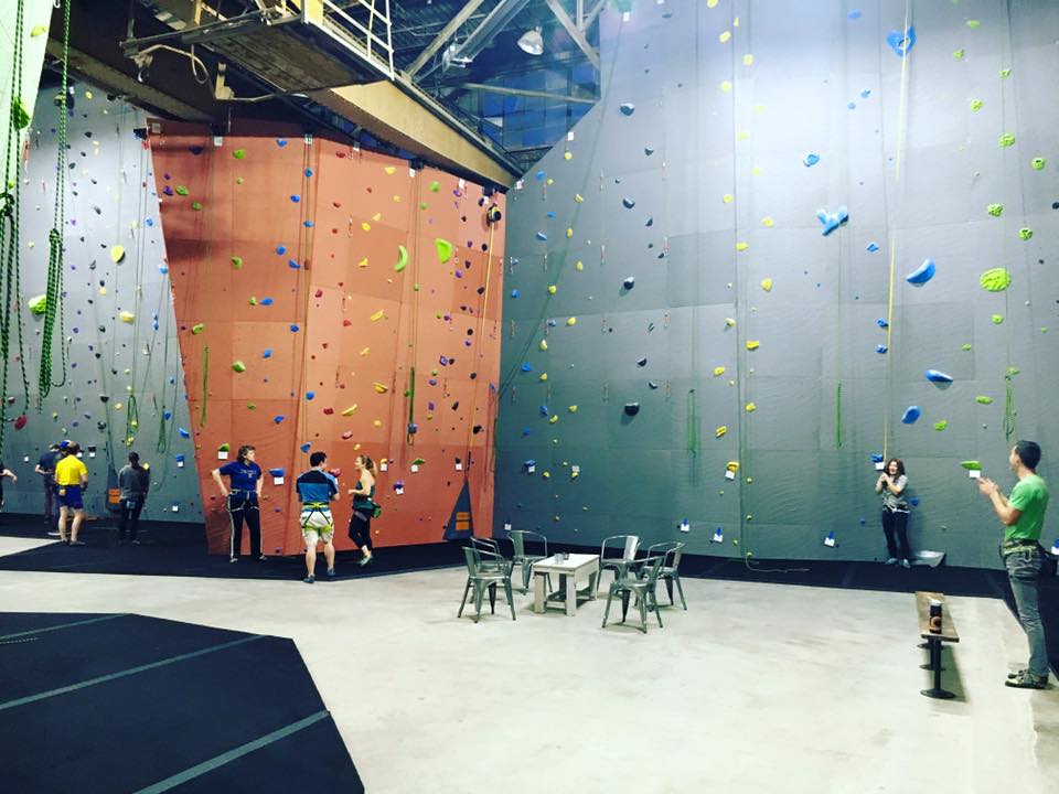 ROKC is a new rock climbing gym located in an industrial building in North Kansas City. It has the largest rock climbing walls in the Midwest.
