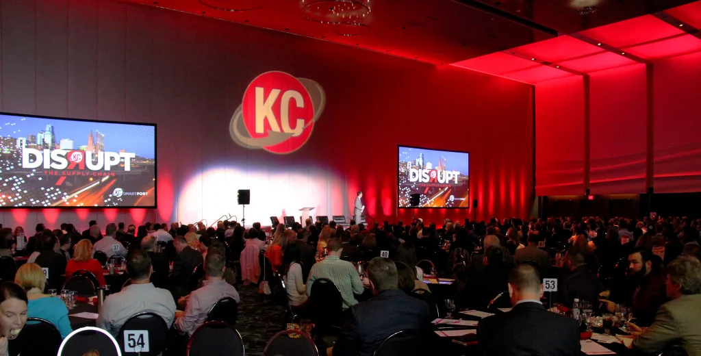 KC Smart Port President Chris Gutierrez addresses a crowd of more than 550 logistics, real estate and economic development professionals at KC SmartPort’s annual industry briefing, Disrupt – The Supply Chain. Photo Credit: Kansas City Area Development Council