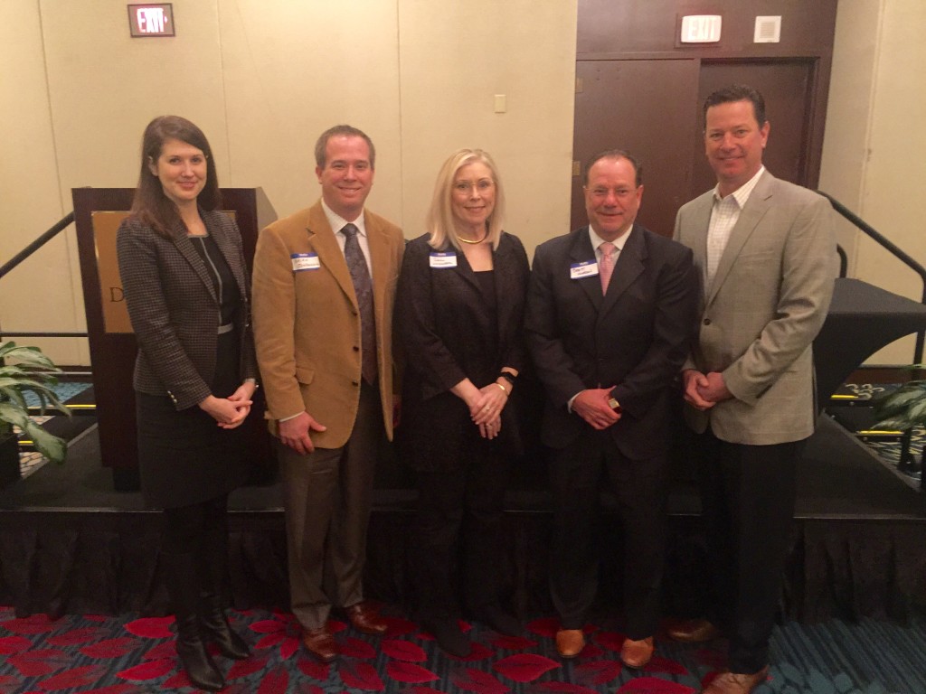 Kelly Dean of CMA; Brian Johanning, vice president at Shafer, Kline & Warren; Danni Livingston, director of planning, design and construction at Johnson County Facilities Management; Brett Gordon, president of McCownGordon Construction; and Dennis Burns, Crossland Construction.