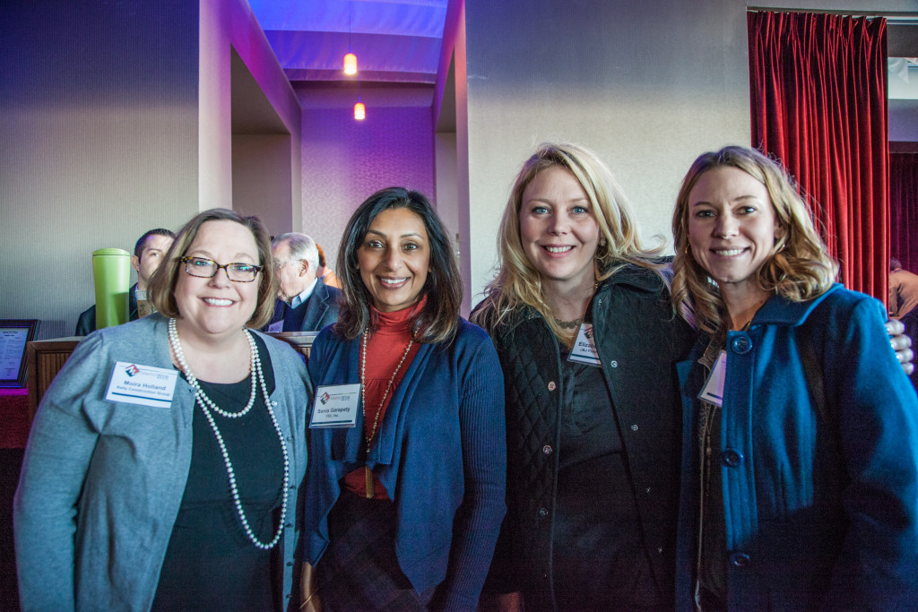 Moira Holland, Kelly Construction Group; Sonia Garapaty, FSC Inc.; Elizabeth Lester, J&J Flooring, and an unidentified guest. Photo credit: Jacia Phillips. For more photos of the event, click here .