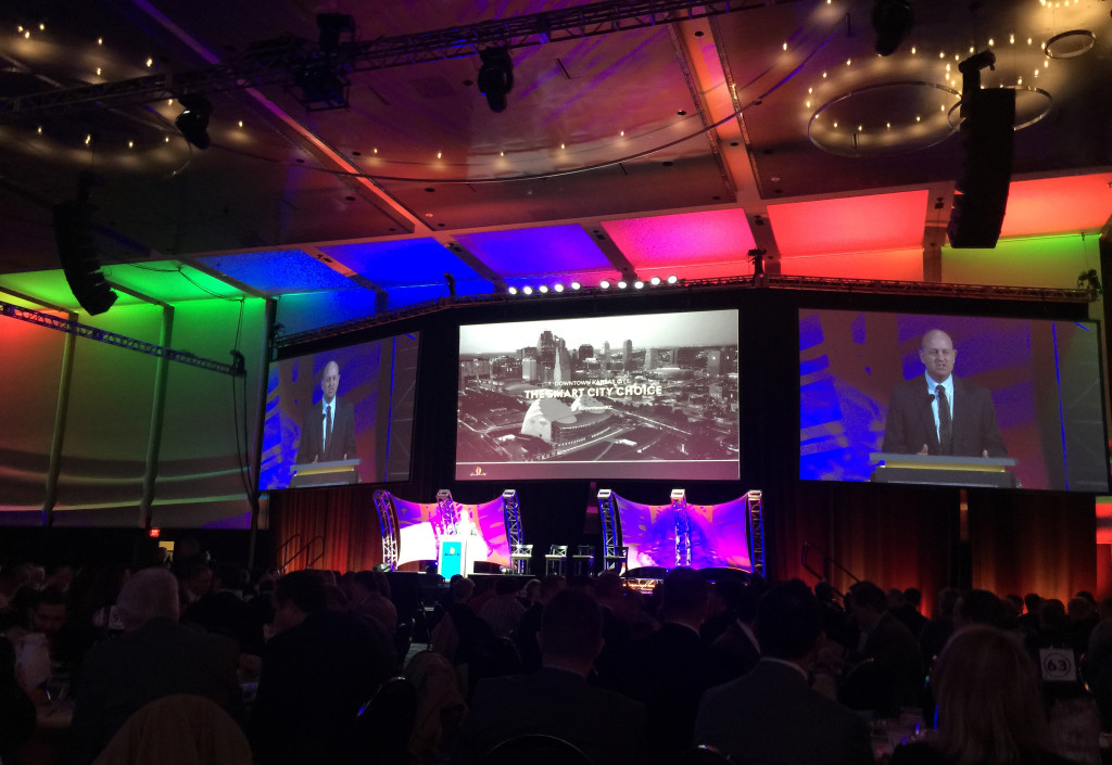 Jon Copaken addresses more than a thousand attendees at the Downtown Council’s annual luncheon on Friday.