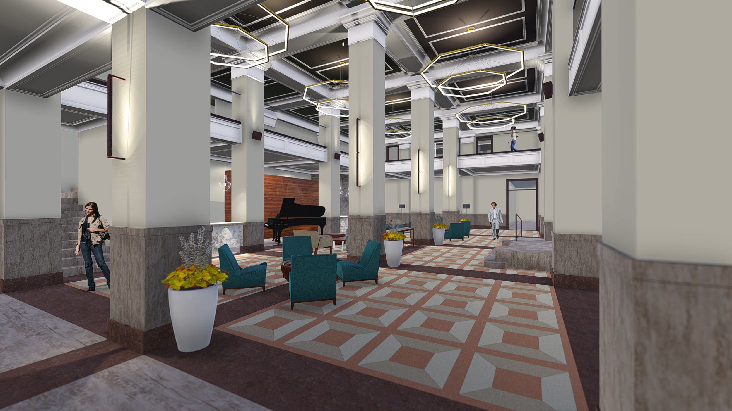 The lobby of the Pickwick will be brought back to life. Rendering courtesy of Gold Crown Properties.