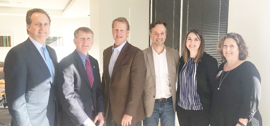 (L to R): Fred Merrill Jr. of Merrill Companies, Eric Bosch of the City of KCMO, David Brain of Kansas City Sustainable Development Partners, Doug Stockman of el dorado architects, Ashley Sadowski of DLR Group and Diane Burnett of Main COR. 