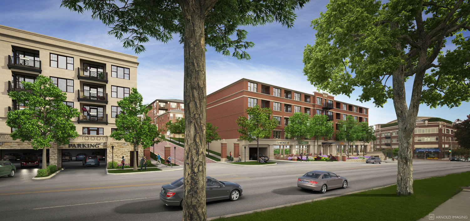 The Campbell building features luxury finishes like granite countertops and wood-burning fireplaces.