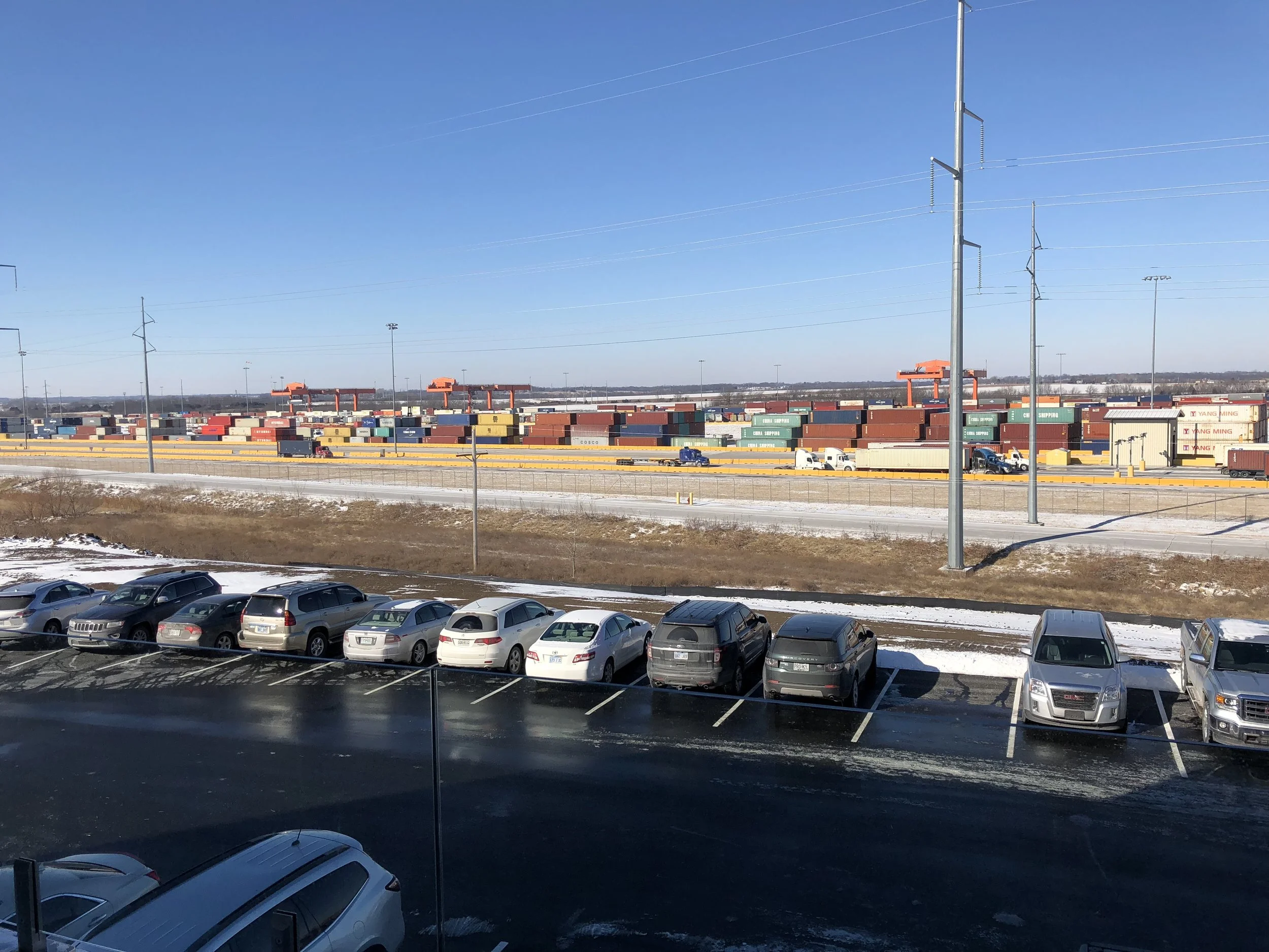 Building 1 at Midwest Gateway includes a balcony that overlooks BNSF's intermodal operations.