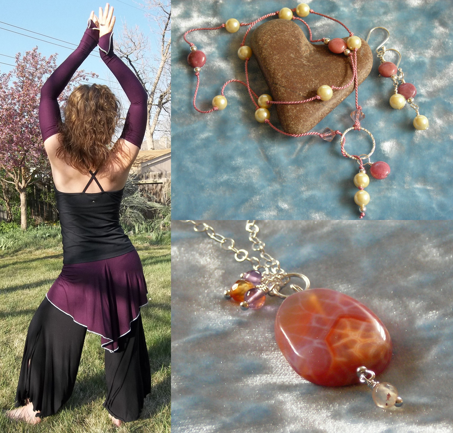 Artist Dena Nishek, Hearts and Stones, (720)382-4672 . Dena is a natural artist and creative goddess specializing in making natural stone jewelry and beautiful flowy clothing. Her creations are always both extraordinarily beautiful and yet comfortable for any occasion. She has made everything from quilts to placemats to costumes for stage shows to kids gifts to environmentally friendly re-usable coffee cozies to recycling kids clothing to become more stylish and on and on... If you have any sort of custom sewing or jewelry project, give her a call because she has exceeded my expectations every time!