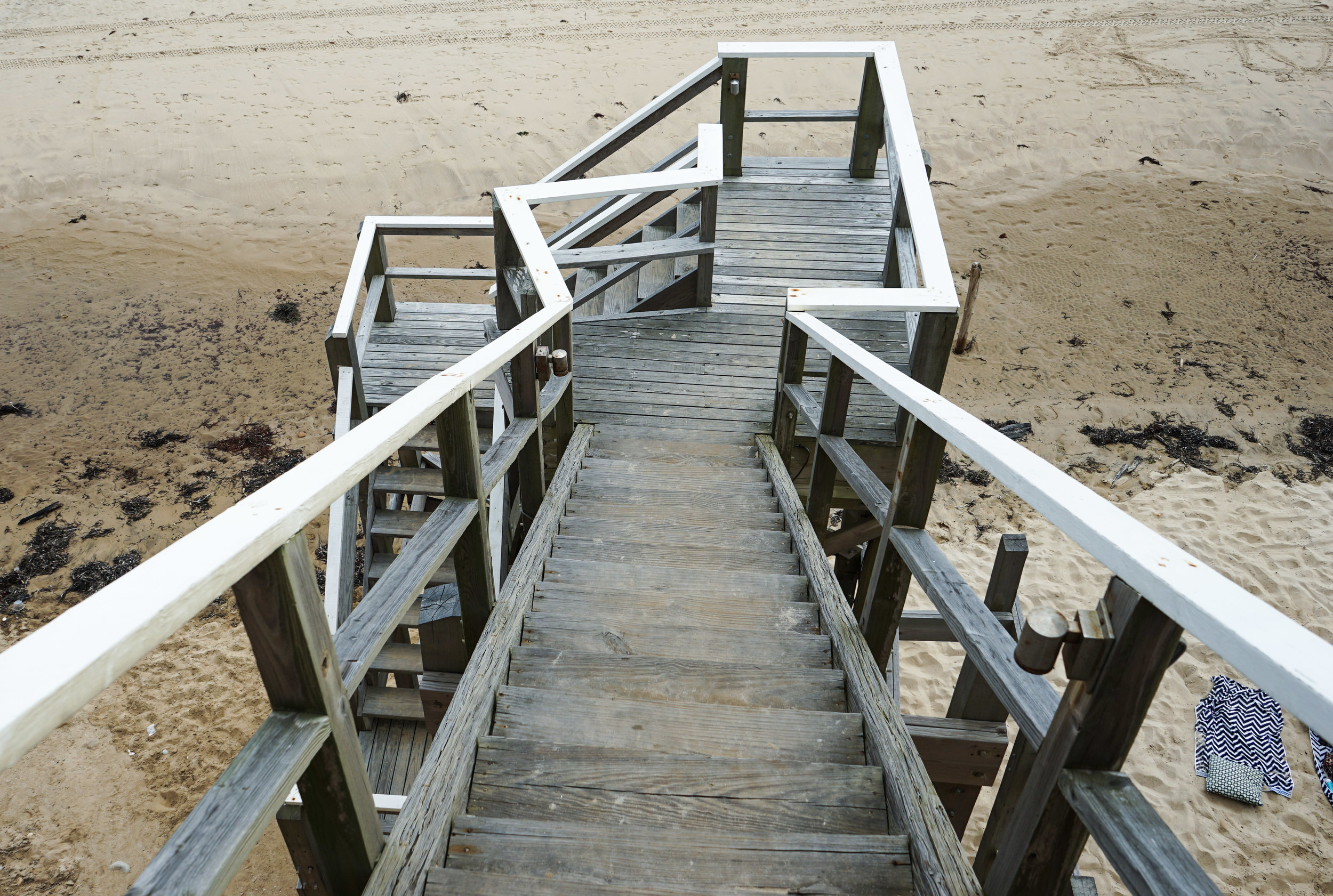 Old stairs that descend straight onto the beach.