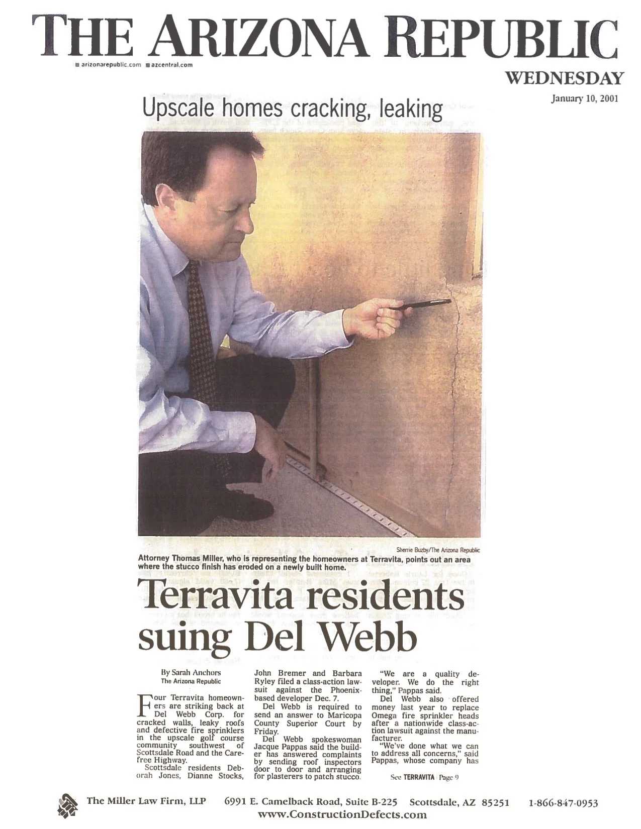 Arizona Republic - Upscale Homes Cracking, Leaking
