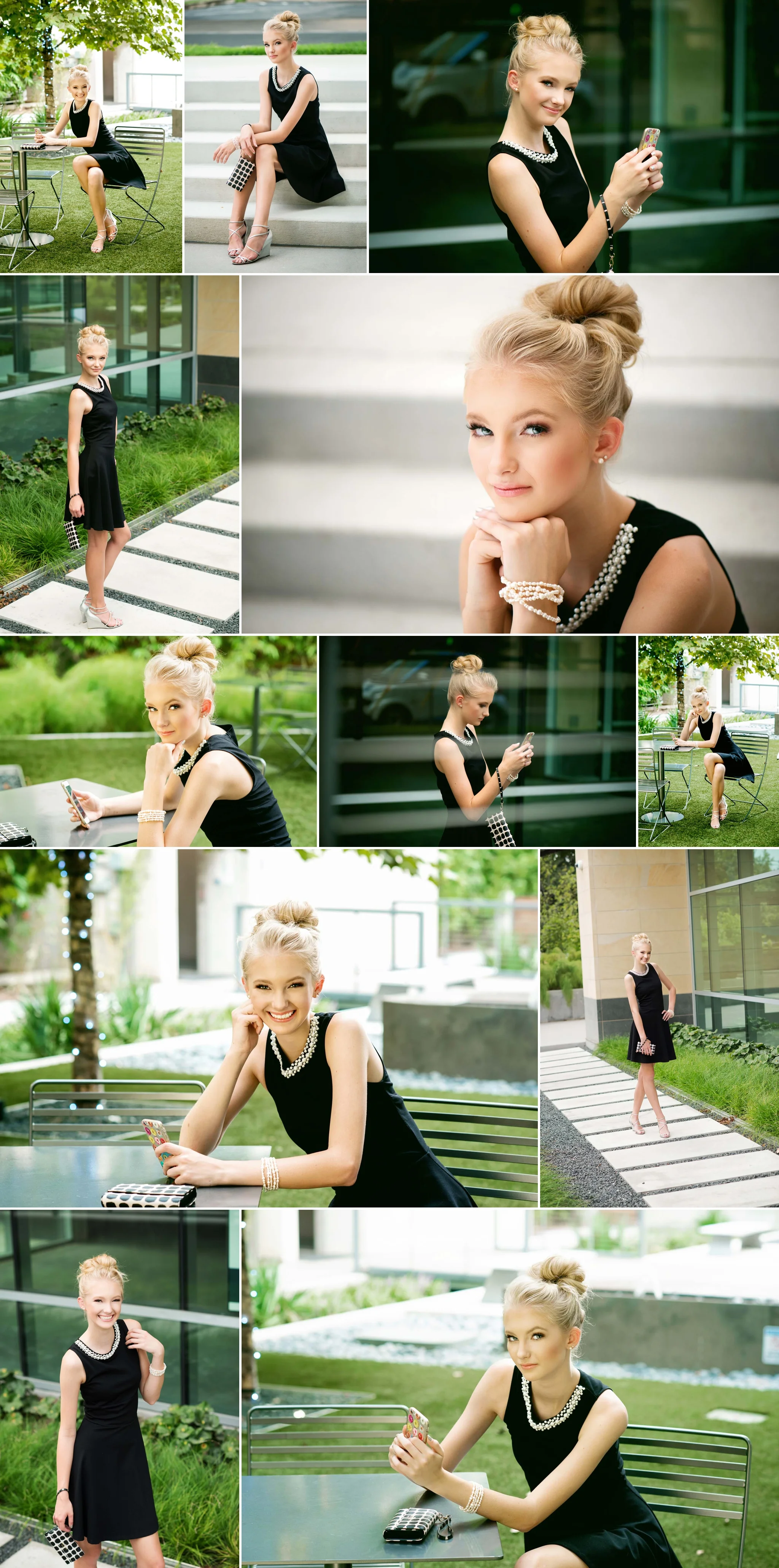 Audrey Hepburn Breakfast at Tiffany's inspired senior portrait session