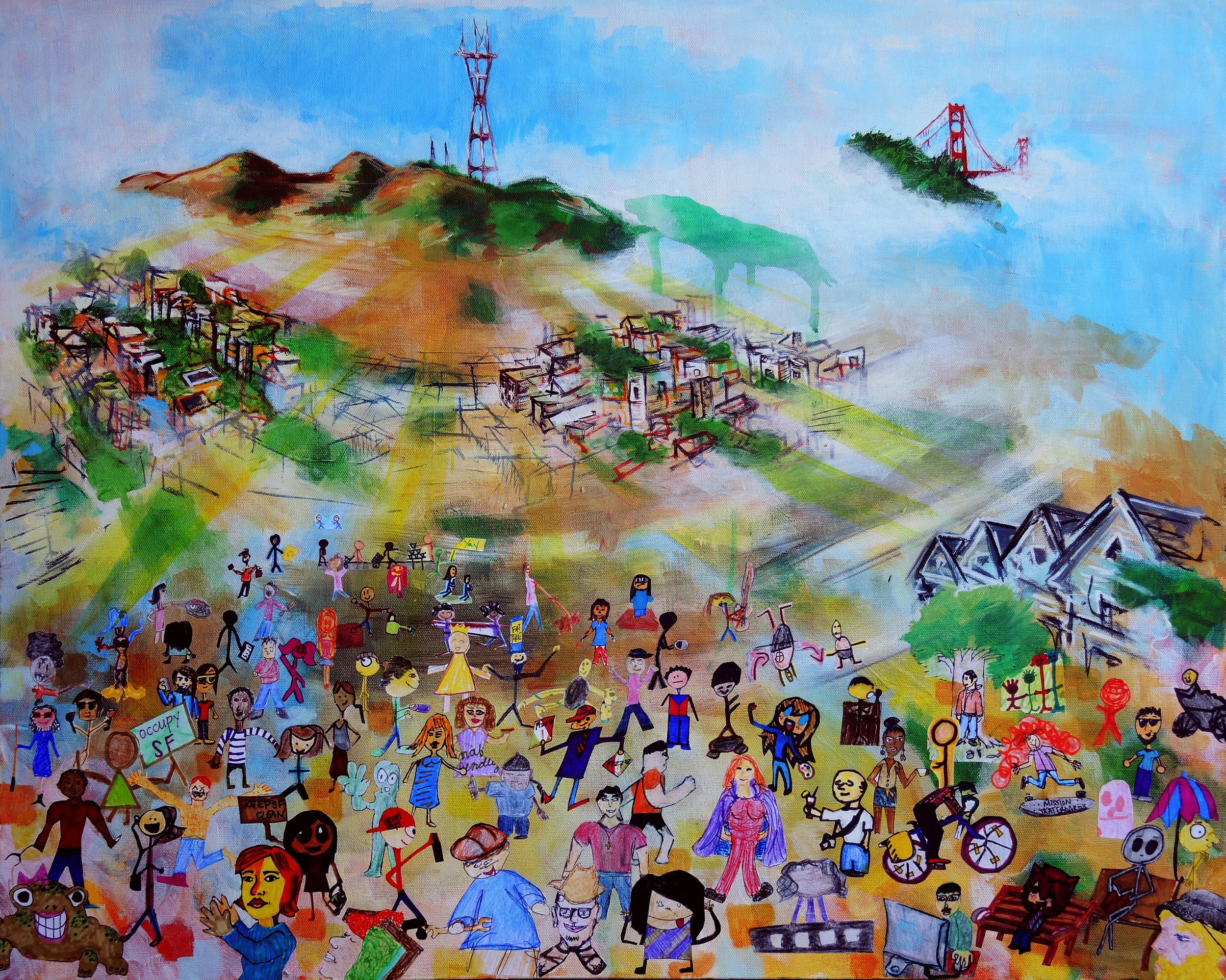Awesomeness in San Francisco, mixed media and acrylic on canvas, Todd Berman et al.