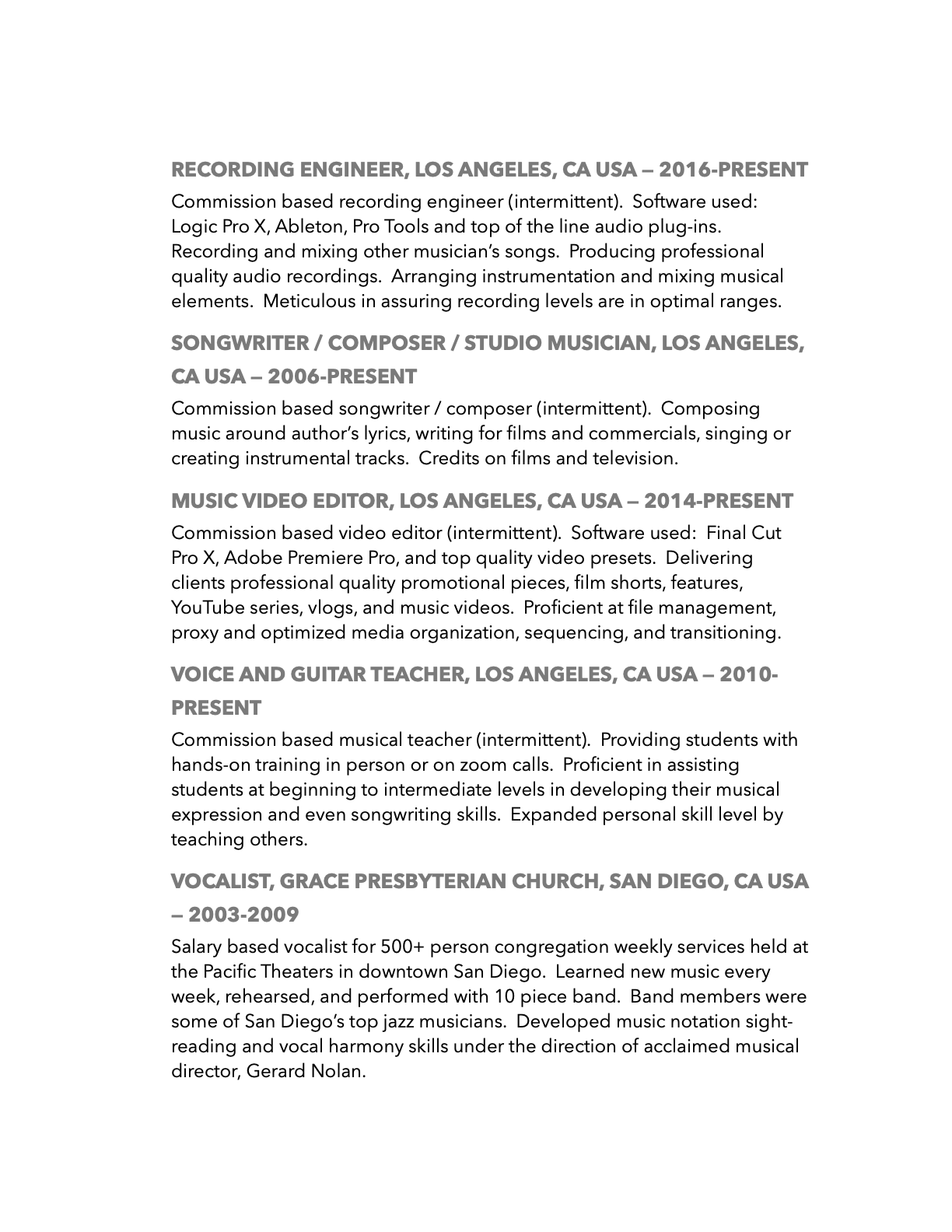 Resume The Sonic Universe Official - Alex Arndt Music Resume 2023 Extended Chronilogically For Website.2 