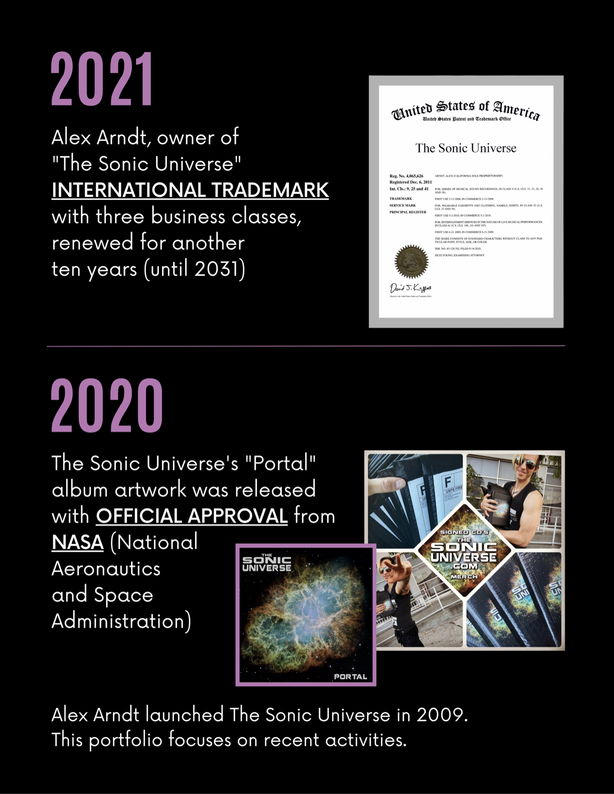 About The Sonic Universe Official - Alex Arndt Music Resume 2023 Extended Chronilogically For Website.14 