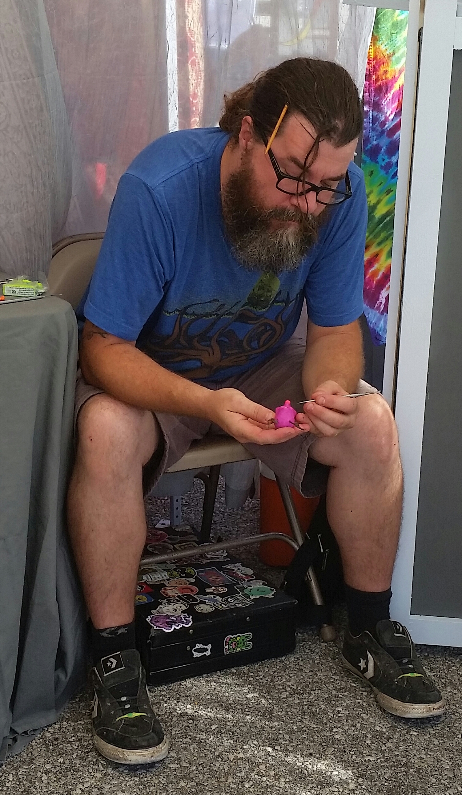 David got some work done and people that came in got to see how a piece is made. Kids always love this. 