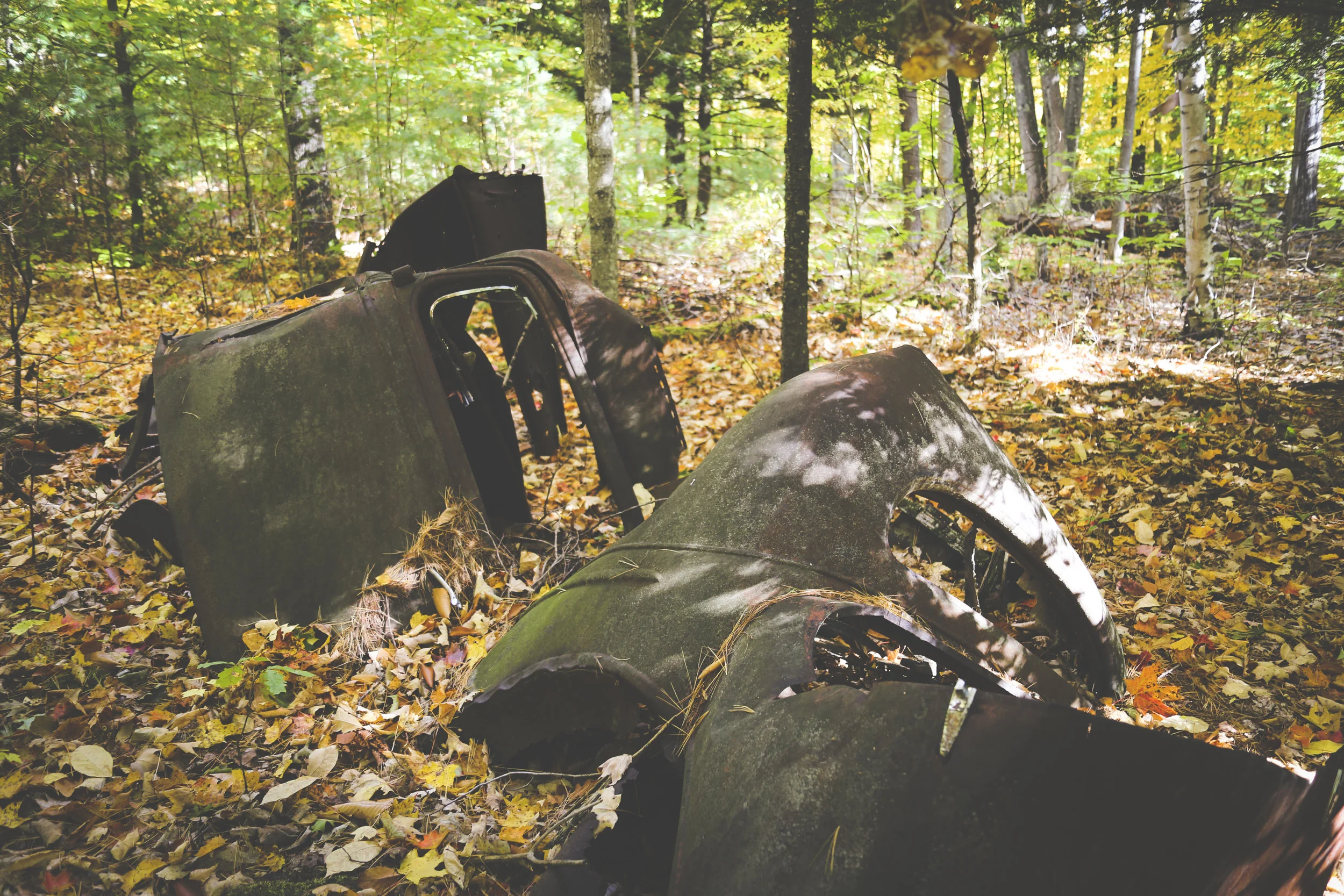 The old car remains from the photo above. 
