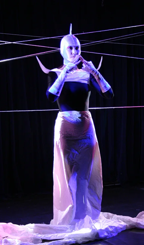 Ayako Sana in Mid Air Destination with Butoh company Vangeline Theater-