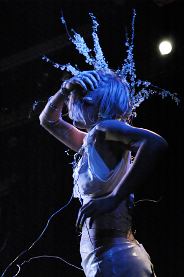 Nicole Baxley with Vangeline Theater at Galapagos Art Space in 2004