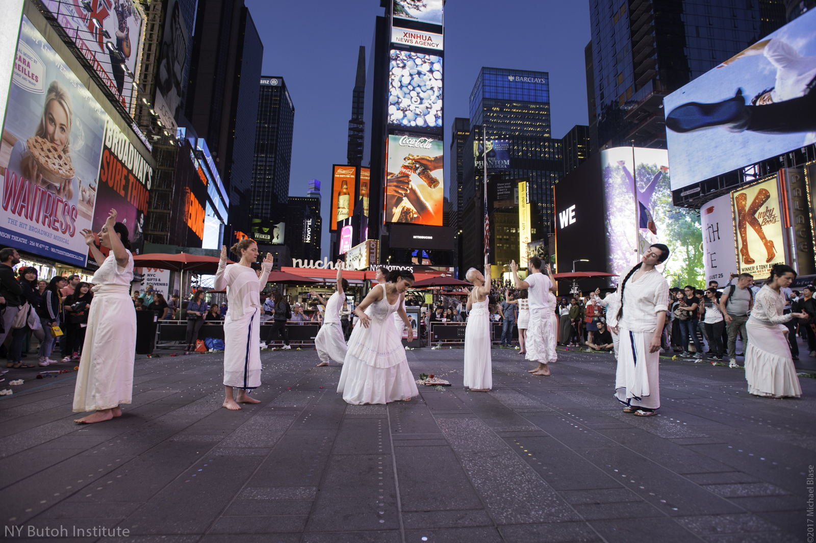 9/11 Commemoration- September 11, 2017. Butoh performance in Times Square with Vangeline Theater and students.