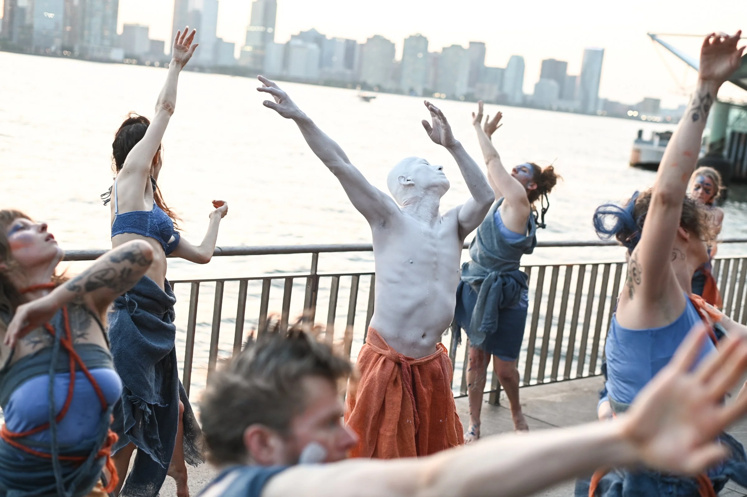 Butoh performance in Times Square in NYC with Akihito Ichihara and dancers (ELF)