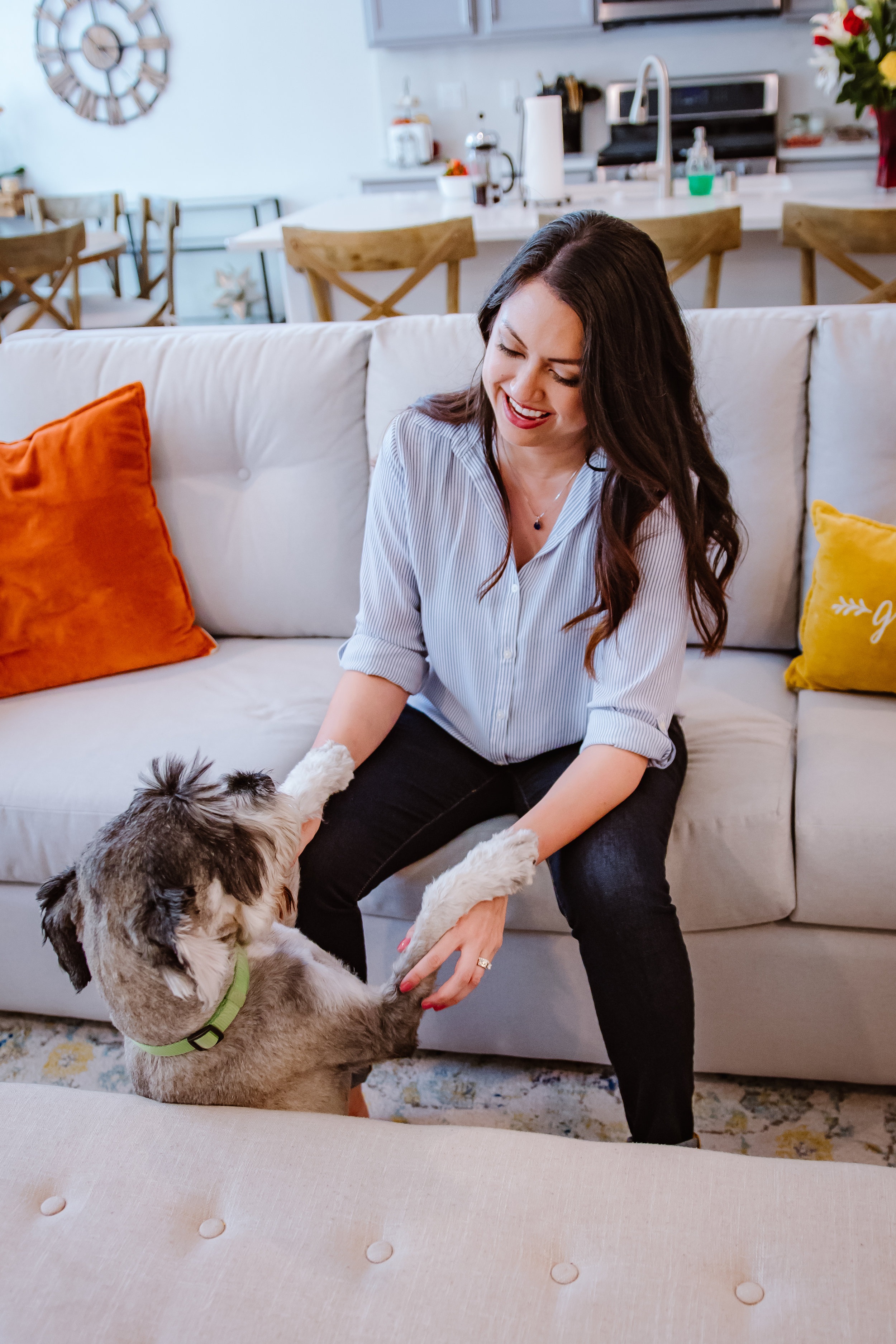 In home lifestyle branding with dog