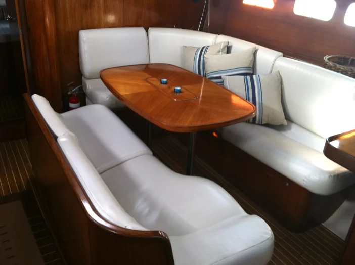 A comfy saloon when anchored in wet weather