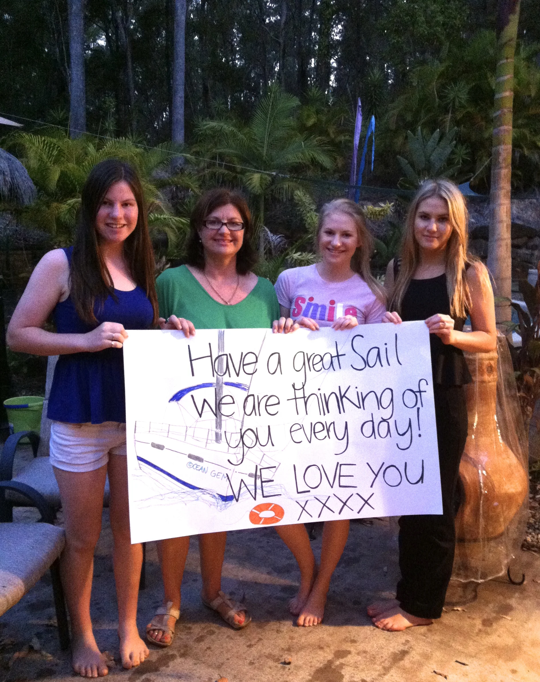 Family message before crossing the Tasman Sea