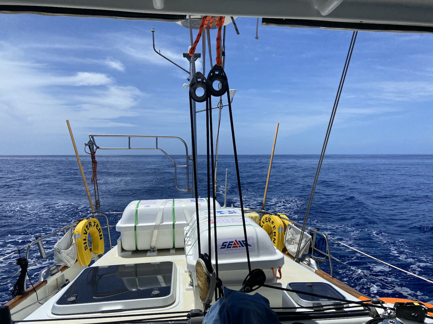 2 life rafts and 4 life buoys on board on Silver Fern