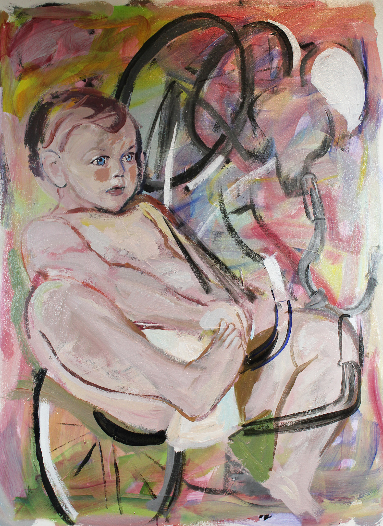"untitled" (baby and bicycles) 40" x 54" acrylic on canvas 2017