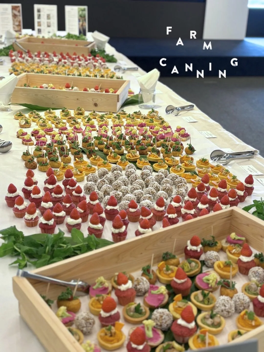 春のケータリングをお届けしました🥕

形が少し不揃いだったり、
規格に合わないだけで行き場を失ってしまう食材も、
手を加えることで、ちゃんと主役に。

FARM CANNINGでは、
そんな&ldquo;もったいない&rdquo;から生まれるおいしさを大切にしています。

この日は、キャベツ、ネギ、バターナッツかぼちゃ、
ビーツやにんじん、いちごなど、
春らしい彩りをぎゅっと詰め込んだフィンガーフードに。

ひとつひとつは小さいけれど、
その奥にある、つくり手のストーリーや季節の空気も一緒に
