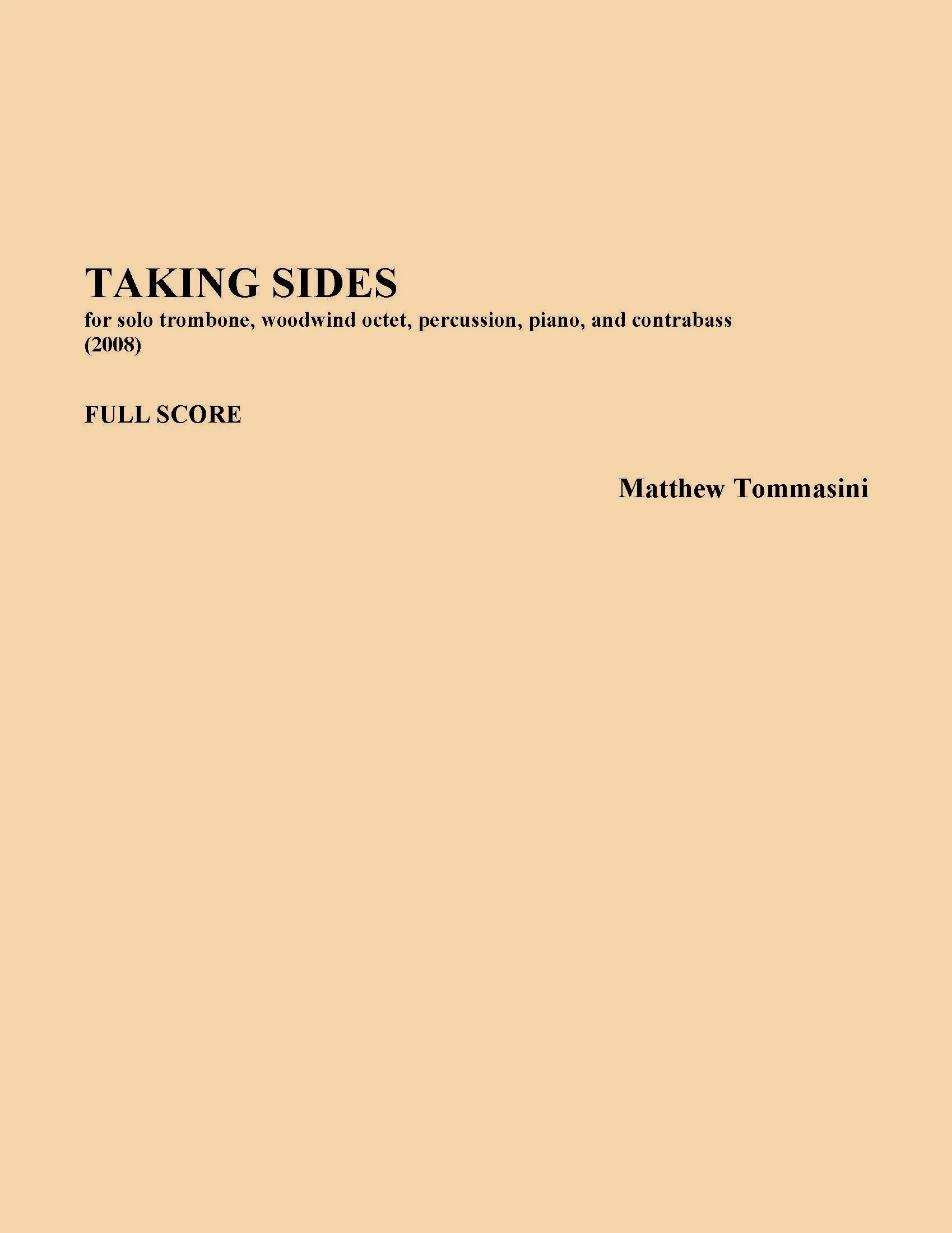 Taking Sides (complete parts and score)
