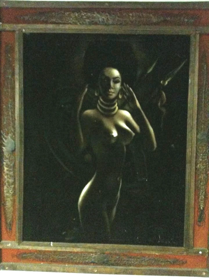 Home #1 - “A dark naked woman standing tall in a velvet shadow, afro perfect.”