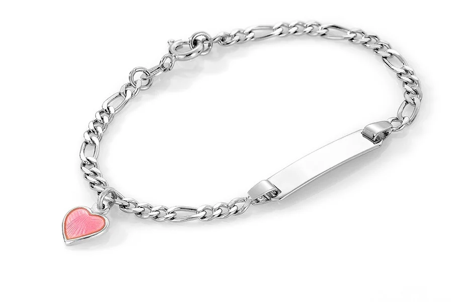 PIA OG PER ID-ARMBÅND MED ROSA EMALJE 499,-
