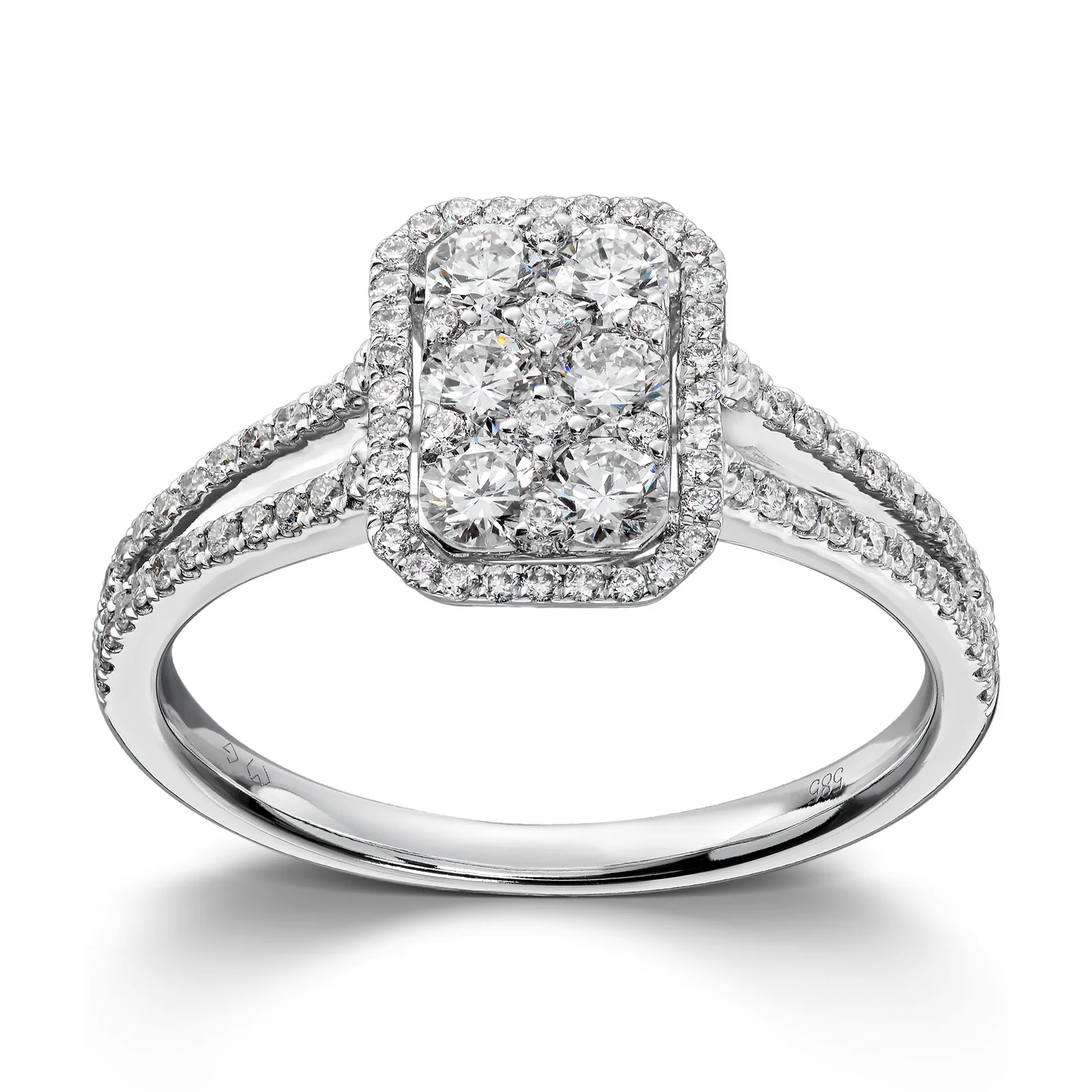 RING HVITT GULL / 94 DIAMANTER 0,76 Ct. HSI 25.975,-