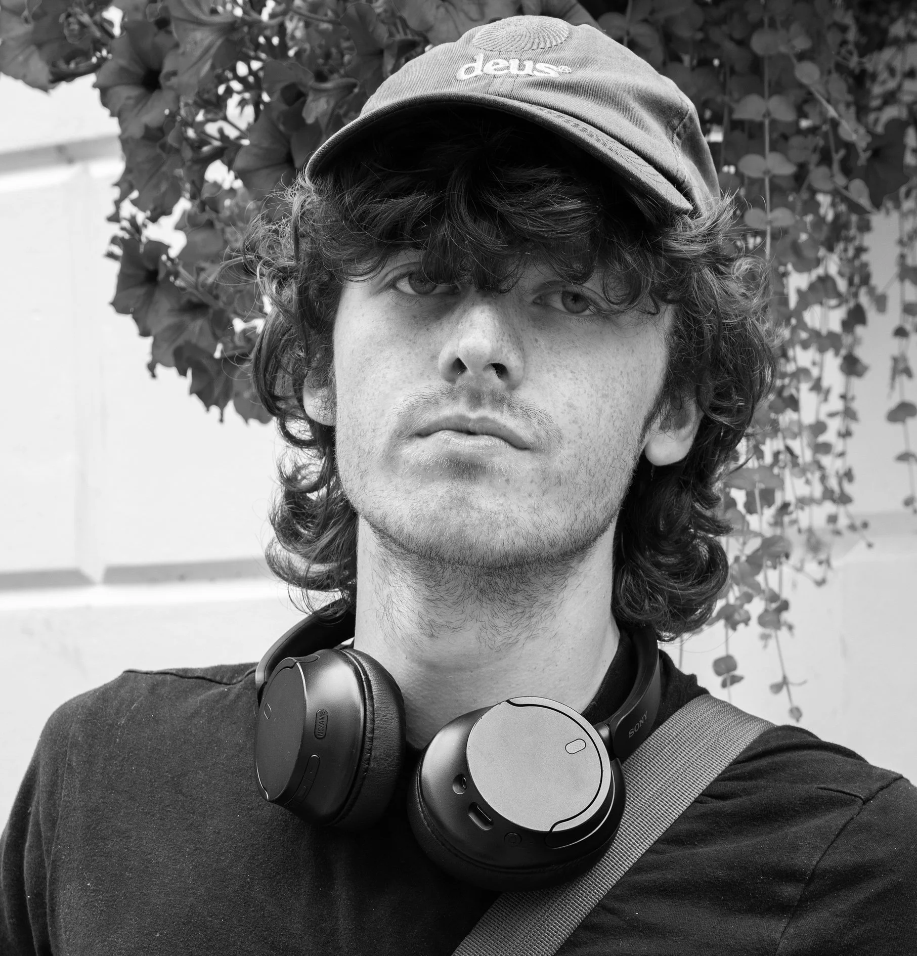 6678redheadheadphones1cropbw.jpg
