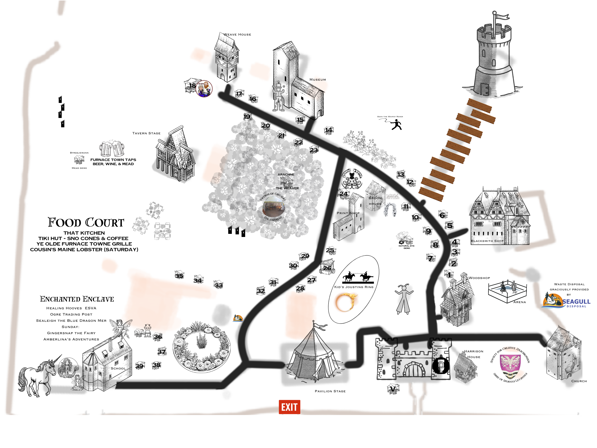 Map of the Furnace Town Renaissance Faire Grounds