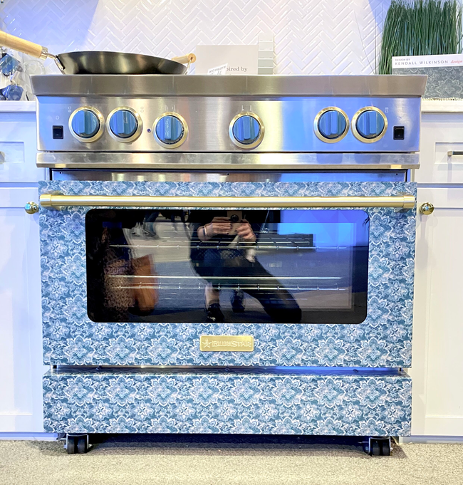 blue star oven range fabricut blue pattern creative fresh kitchen design