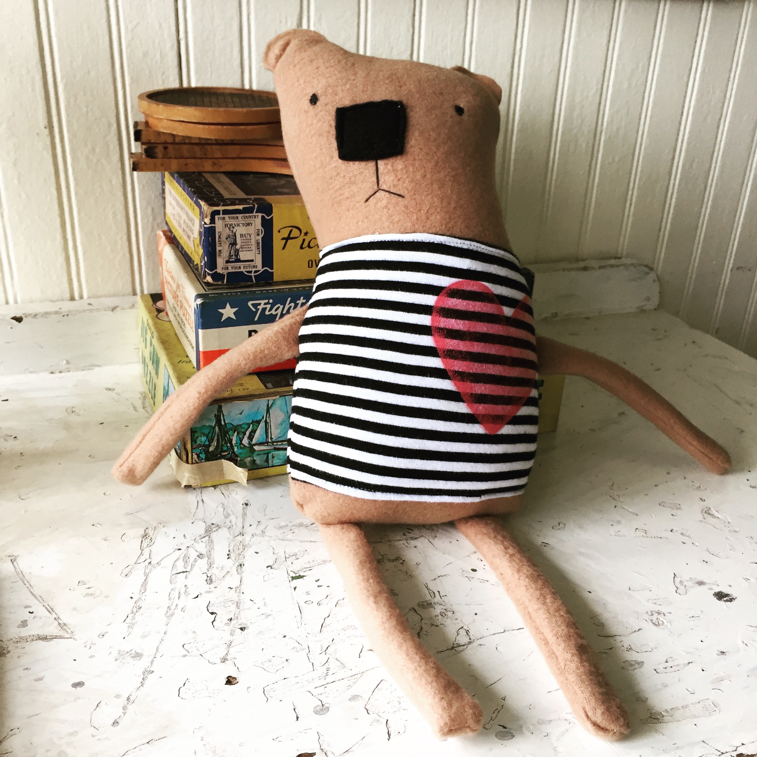 Liliana's bear from the Sewing a Softie class at the Land of Nod Makerie.jpg
