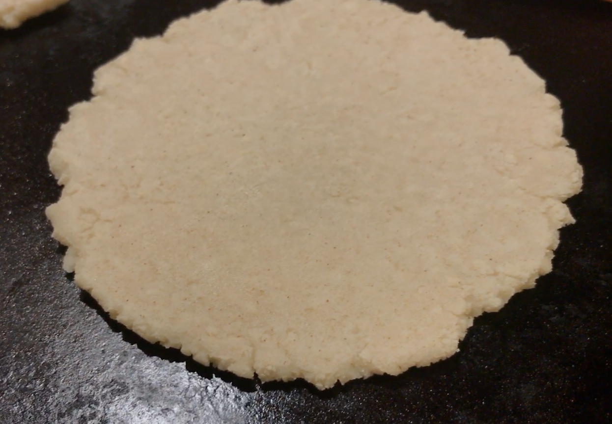 See the mottled look? This tortilla is pretty well done on this side.